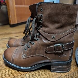 Taos Brown Leather Lace-Up Boots